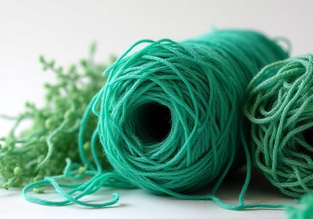 Vibrant green algae-based yarn and fibers